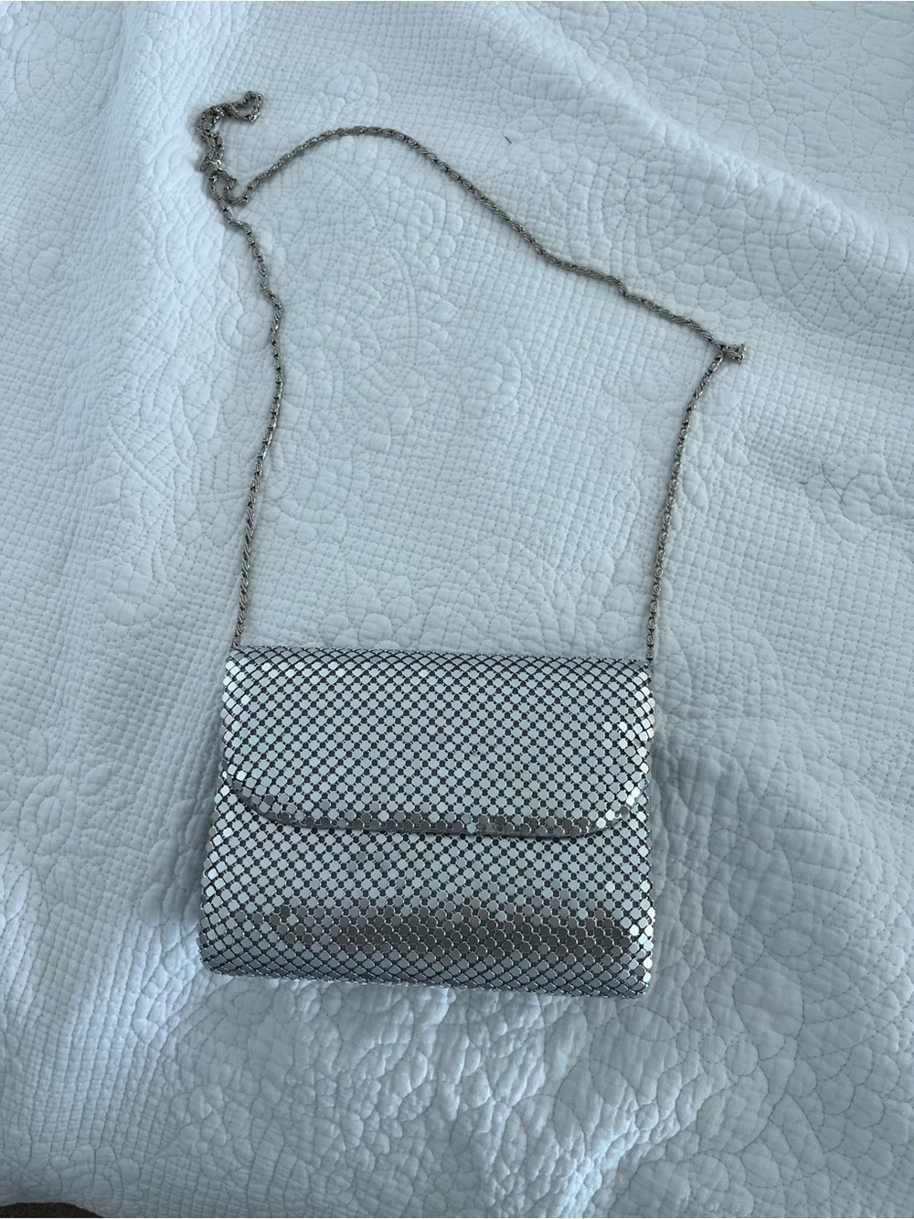 Silver Mesh Crossbody Evening Bag